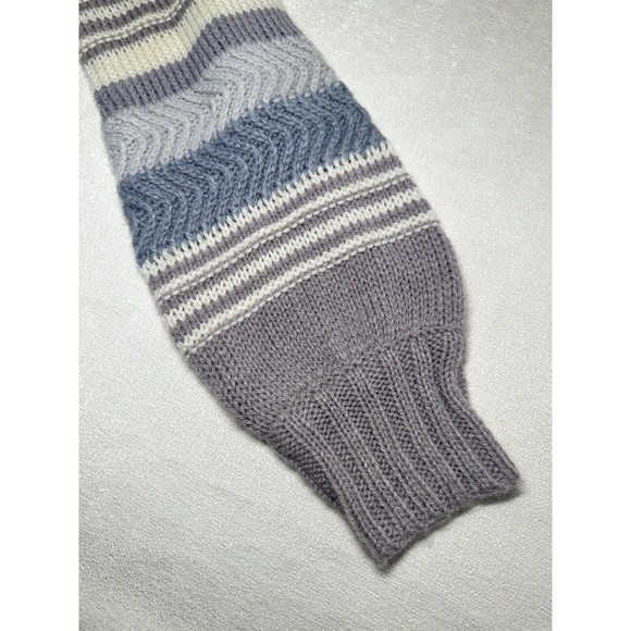 VICI Oakwood striped crewneck wool blend beige/lilac Women knit Sweater SzXL NEW - Picture 8 of 11